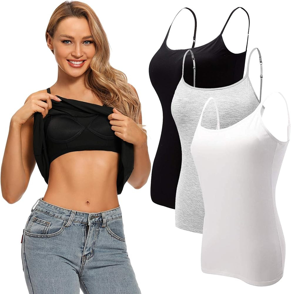 Ibeauti Womens Camisoles Tops with Built in Padded Bra Basic Breathable Tank Top | Amazon (US)