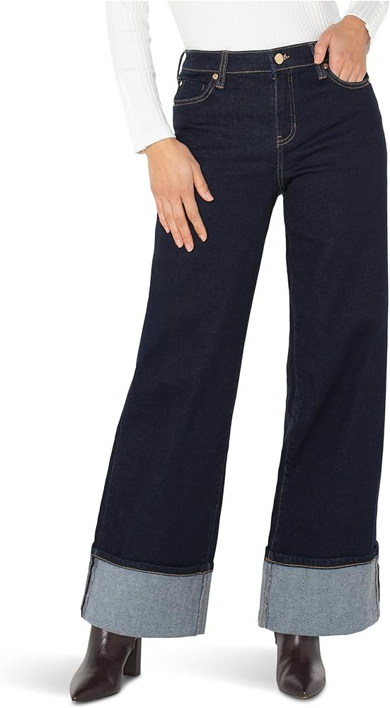 Liverpool Womens Morgan Mid-Rise Cuffed Wide Leg Jeans | Amazon (US)