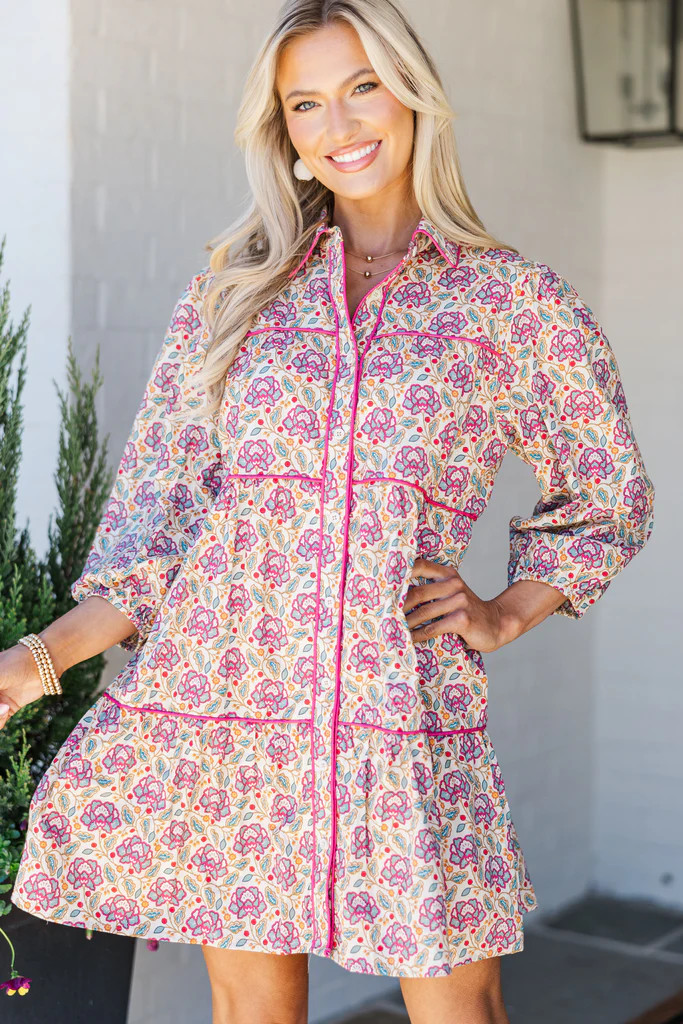 On Your Way Magenta Medallion Babydoll Dress | The Mint Julep Boutique