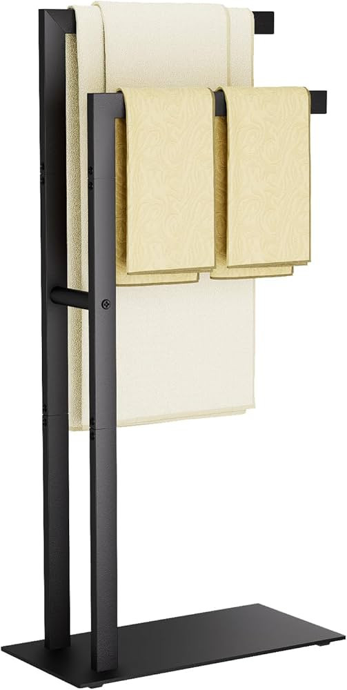 Yawinhe Free Standing Towel Rack, 2 Tier Blanket Holder with Marble Base, Metal Hand Towel Holder... | Amazon (US)