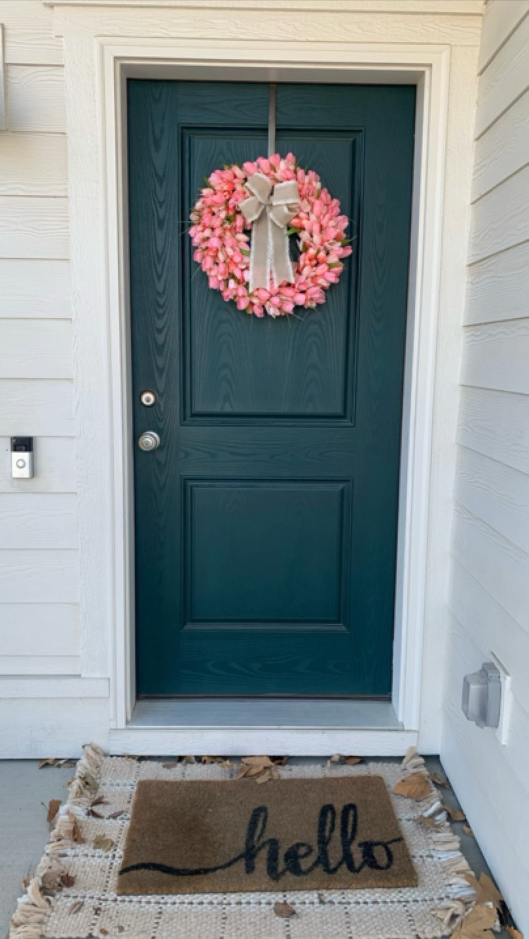 Spring Easter Tulip Wreath easy DIY. Could also make one in different colors like yellow, blue or purple. I used a 14” wreath and 9 peach bunches 

#LTKSeasonal #LTKhome #LTKVideo