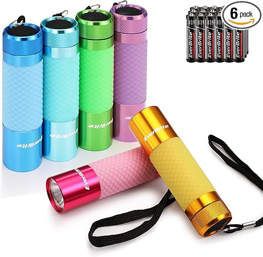 EverBrite 6-Pack Mini Flashlights, Glow in Dark Flashlights, Aluminum LED Flashlights Party Favor... | Amazon (US)