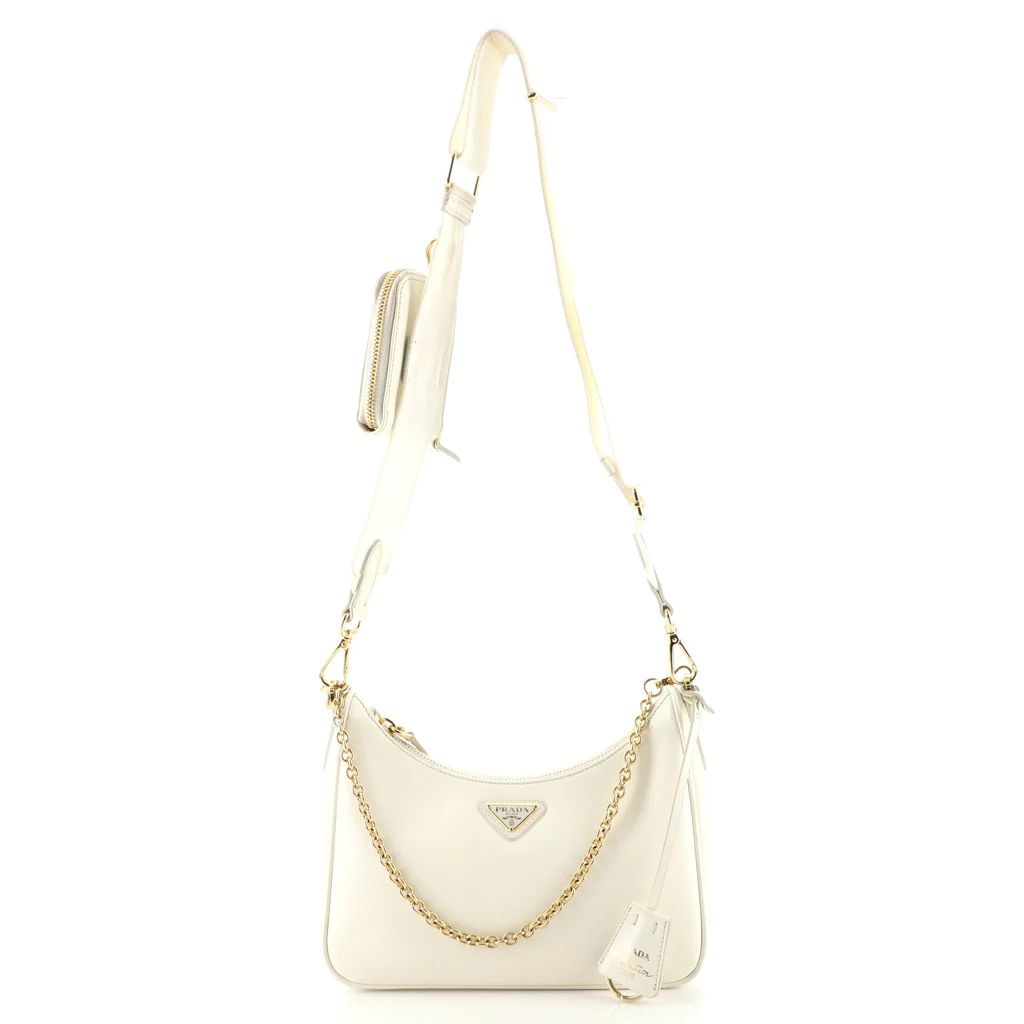 Prada Re-Edition 2005 Shoulder Bag Saffiano Leather Small Neutral 1382051 | Rebag