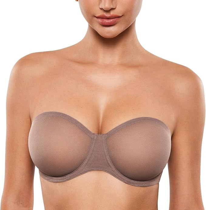 INLYRIC Women's Sheer Strapless Bras Mesh Sexy Unlined Plus Size See Through Bra Underwire Demi M... | Amazon (US)