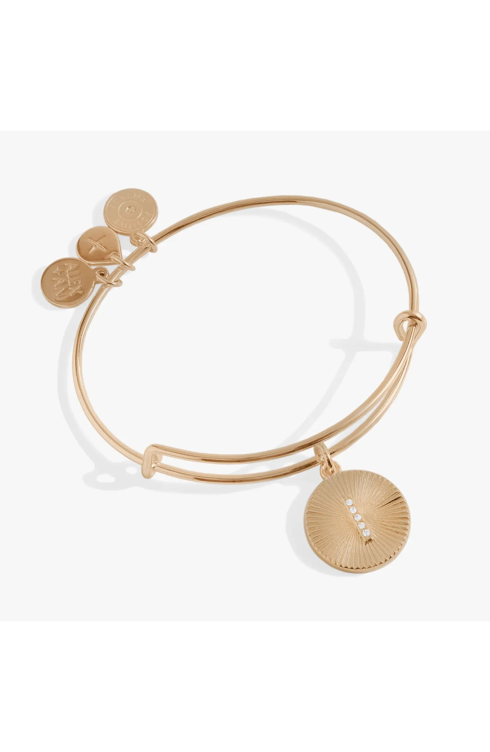 Pave Starburst Texture Initial Bangle Bracelet | Nordstrom