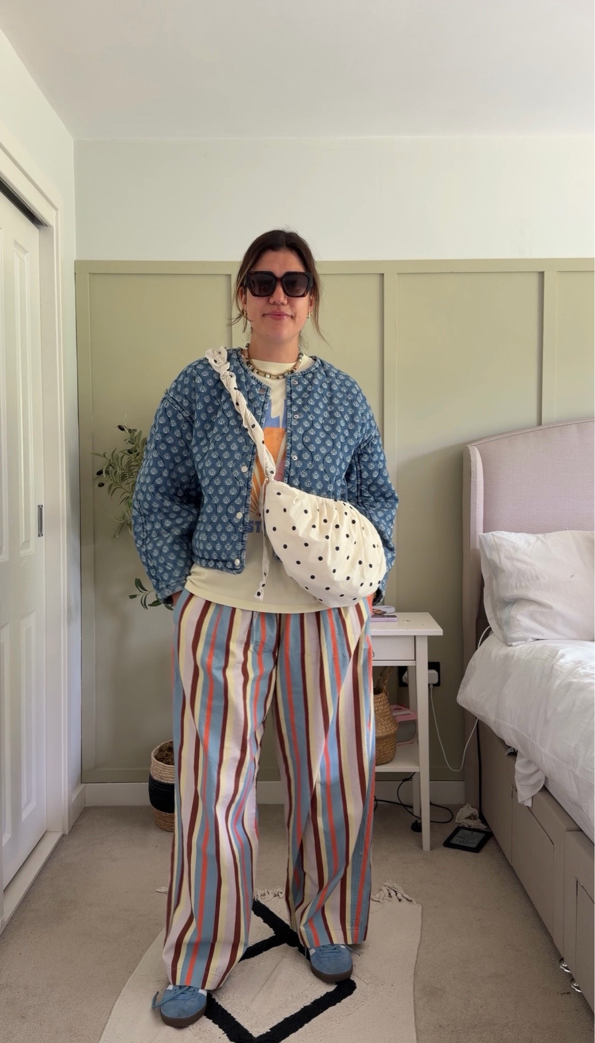 Easy colourful spring summer outfit, wide leg striped trousers, striped trousers outfit

#LTKspring #LTKsummer