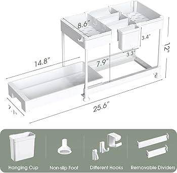 SPACEKEEPER Under Sink Organizer, Sliding Cabinet Basket Organizer 2 Tier Under Bathroom Storage ... | Amazon (US)
