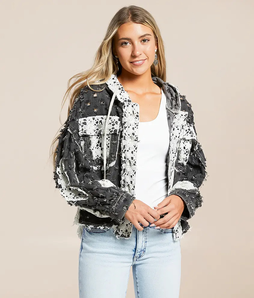 Pieced Crochet Hooded Shacket | Buckle