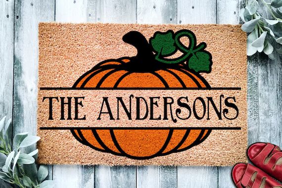 Pumpkin Family Name Door Mat  Fall Doormat  Welcome Mat  - Etsy | Etsy (US)