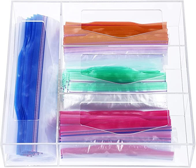 Storage Bag Organizer, Acrylic Food Storage Bag Organizer, Baggie Storage Organizer for Drawer, P... | Amazon (US)