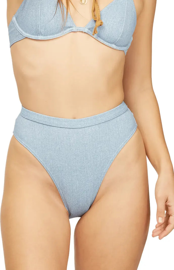 BILLABONG x Wrangler Down with Denim High Waist Bikini Bottoms | Nordstromrack | Nordstrom Rack