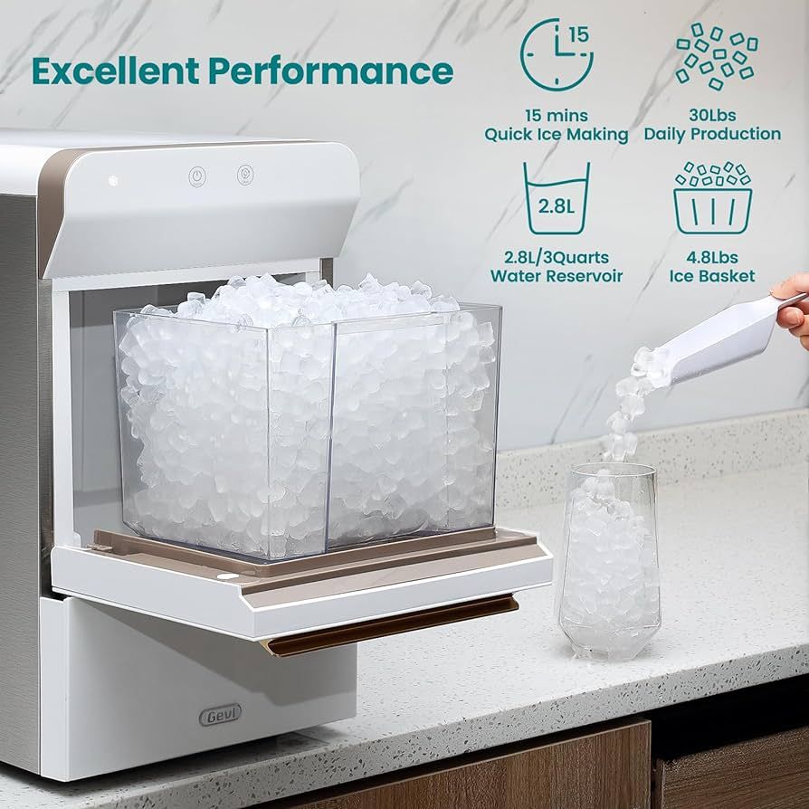 Gevi Household V2.0 Countertop Nugget Ice Maker | Self-Cleaning Pellet Ice Machine | Open and Pou... | Amazon (US)