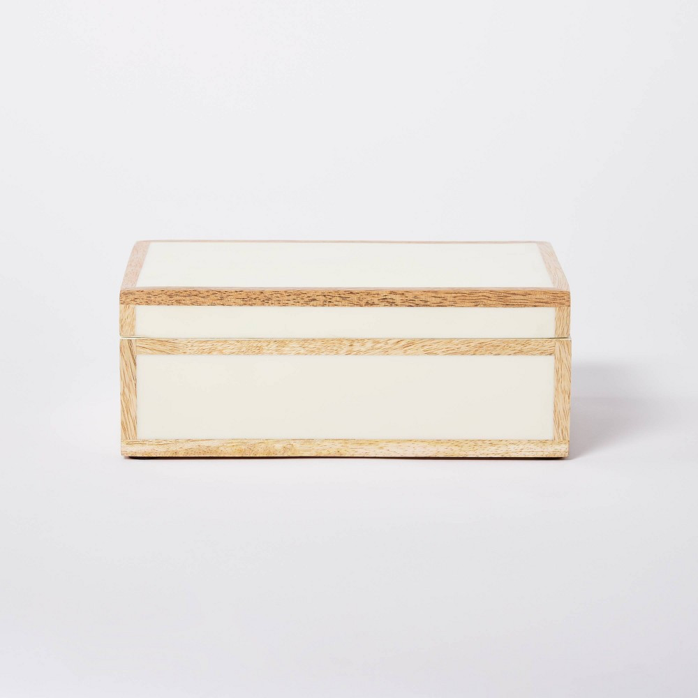 8" x 5" Wood Edge Trim with Resin Inlay Decorative Box Ivory - Threshold™ designed with Studio McGee | Target