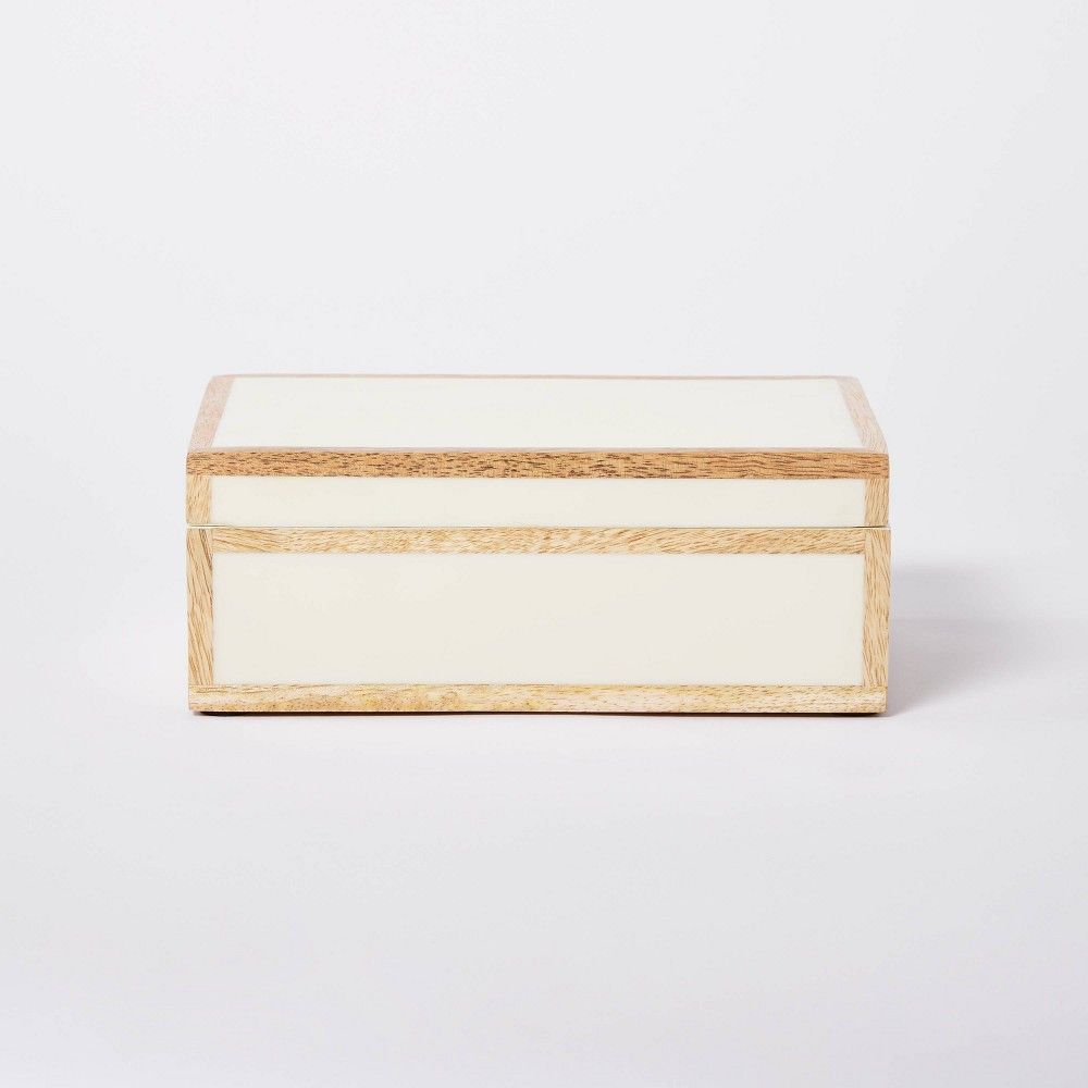 8" x 5" Wood Edge Trim with Resin Inlay Decorative Box Ivory - Threshold™ designed with Studio McGee | Target