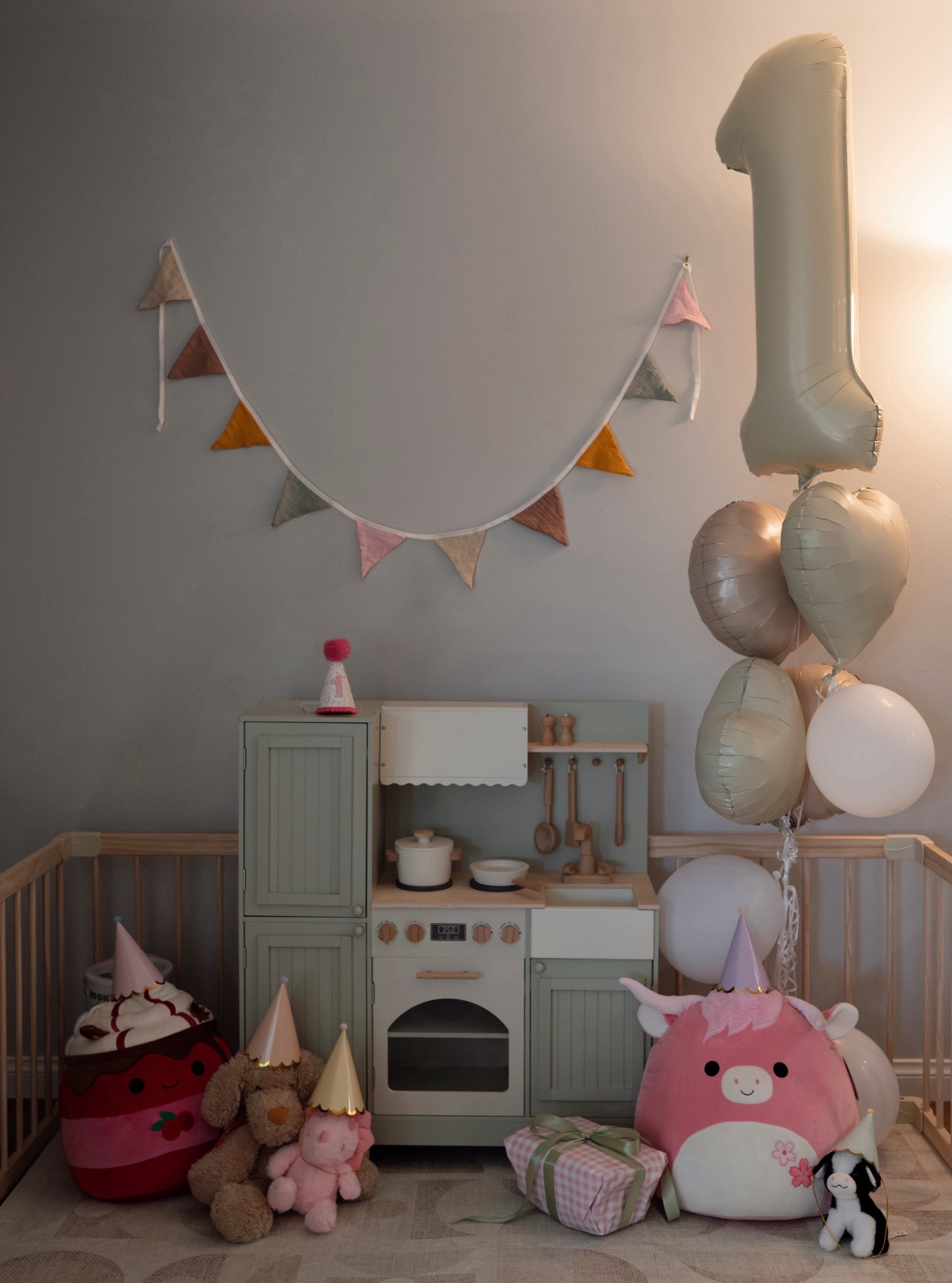 baby girl’s first birthday presents! actually obsessed with this play kitchen & I hope it comes back in stock for y’all! | first birthday ideas | first birthday set up | bunting banner | stuffed animal party hats 

#LTKKids #LTKBaby #LTKParties