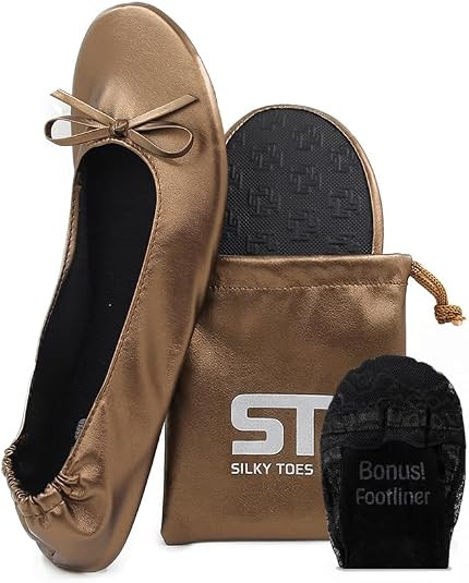 Silky Toes Foldable Flat Shoes for Women | Portable Ballet Flats for Weddings, Parties, Events, T... | Amazon (US)