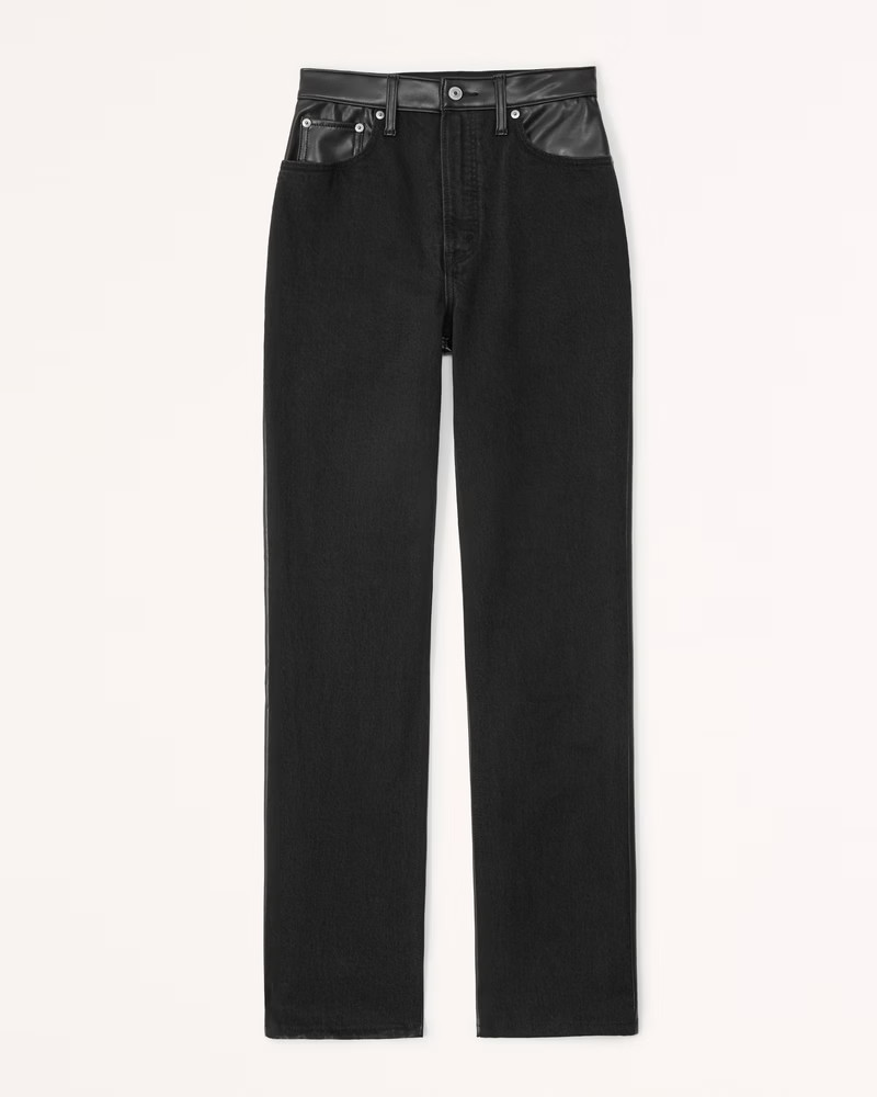 Mixed Fabric Ultra High Rise 90s Straight Jean | Abercrombie & Fitch (US)