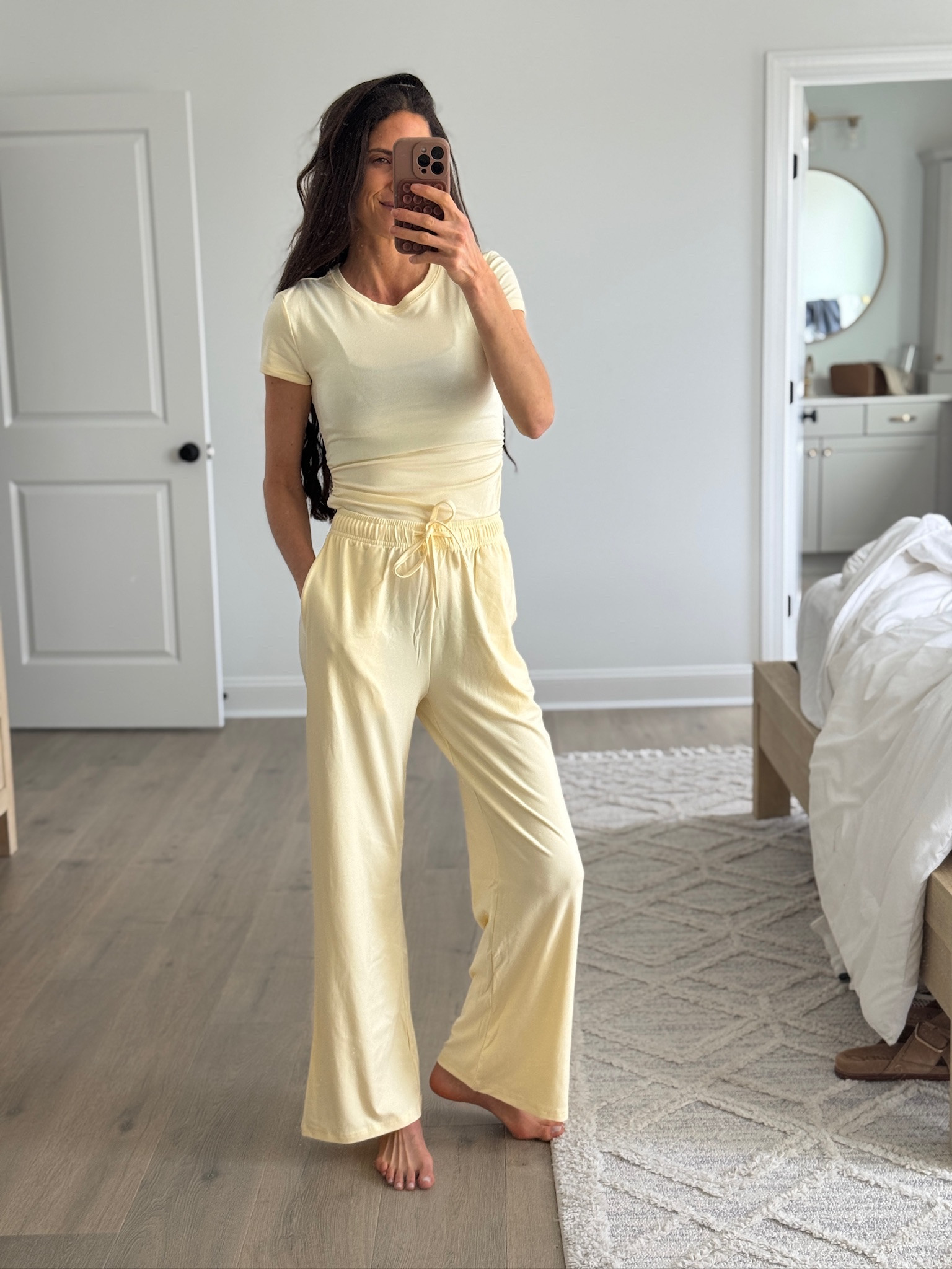 An easy throw-on outfit that still looks cute
This set is so soft and flattering
matching lounge set, wide leg pants, casual outfit, everyday basics, spring style, comfy outfit

#LTKootd #LTKSeasonal #LTKmomlife