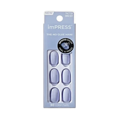 KISS imPRESS Press On Nails, Color, The Answer, Blue, Short Oval, 30 Count | Walmart (US)