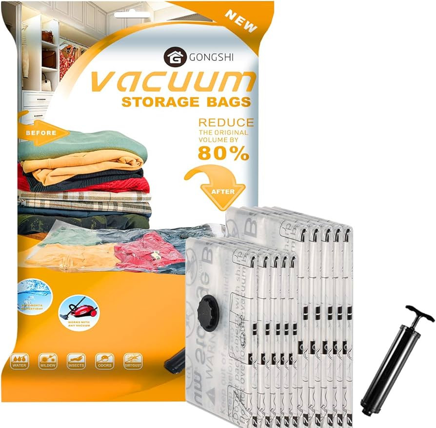 Vacuum Storage Bags (5 x Medium, 5 x Small), Space Saver Sealer Compression Bags with Travel Hand... | Amazon (US)
