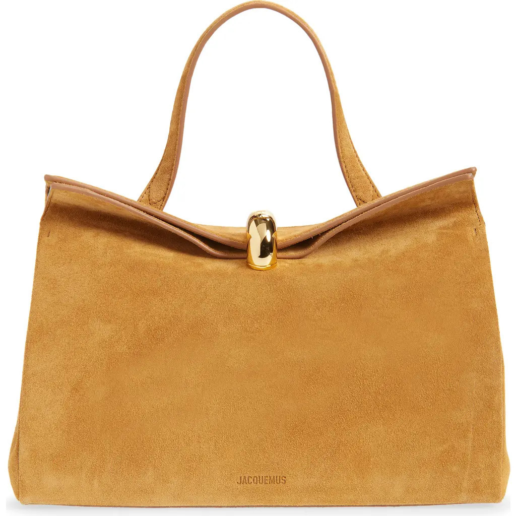 Jacquemus Le Valerie Suede Top Handle Bag in Camel 830 at Nordstrom | Nordstrom