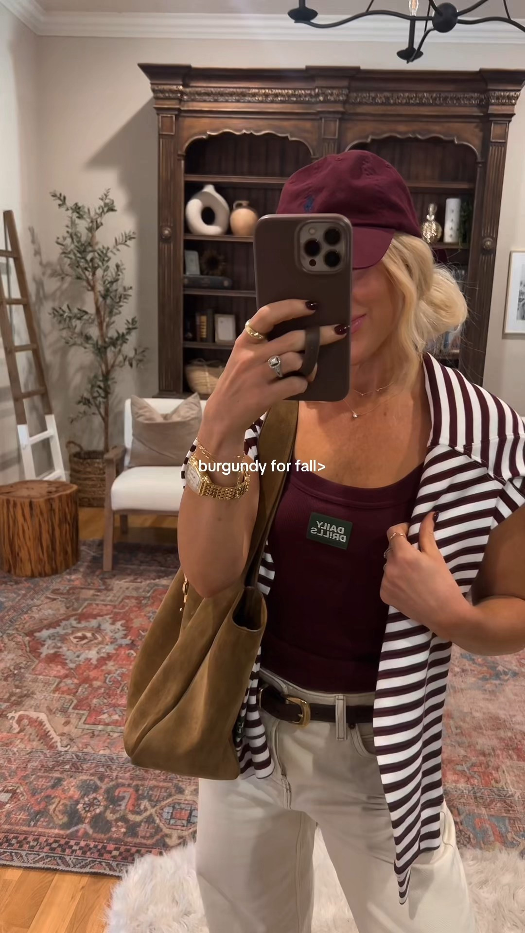 Casual warm fall day ootd🫶🏻 wear XS in tops, 25 in jeans- they run big, I wish I would have sized down | daily drills | burgundy outfit | petite friendly barrel jeans | free people 

#LTKFindsUnder100 #LTKStyleTip #LTKPetite