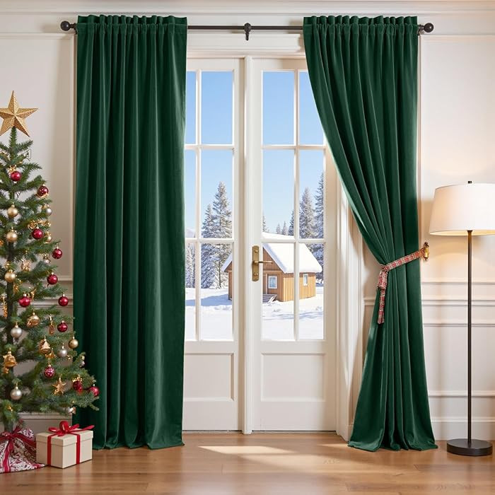 Lazzzy Velvet Blackout Curtains Thermal Insulated Room Window Drapes Super Soft Luxury Curtains f... | Amazon (US)