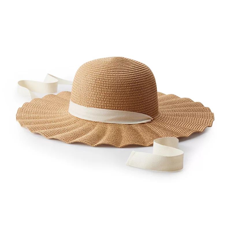 Women's LC Lauren Conrad Scallop Straw Floppy Hat, Size: ADULT, Med Beige | Kohl's