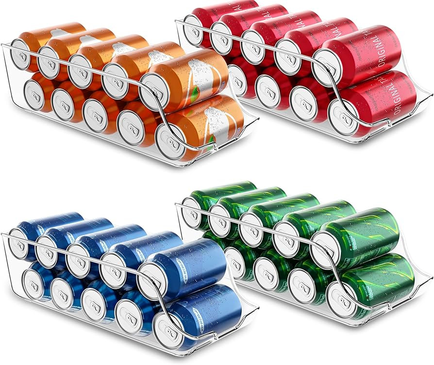 Utopia Kitchen Clear Soda Can Organizer - Fridge Organizer Bins - Set of 4 Drink Organizer For Fr... | Amazon (US)