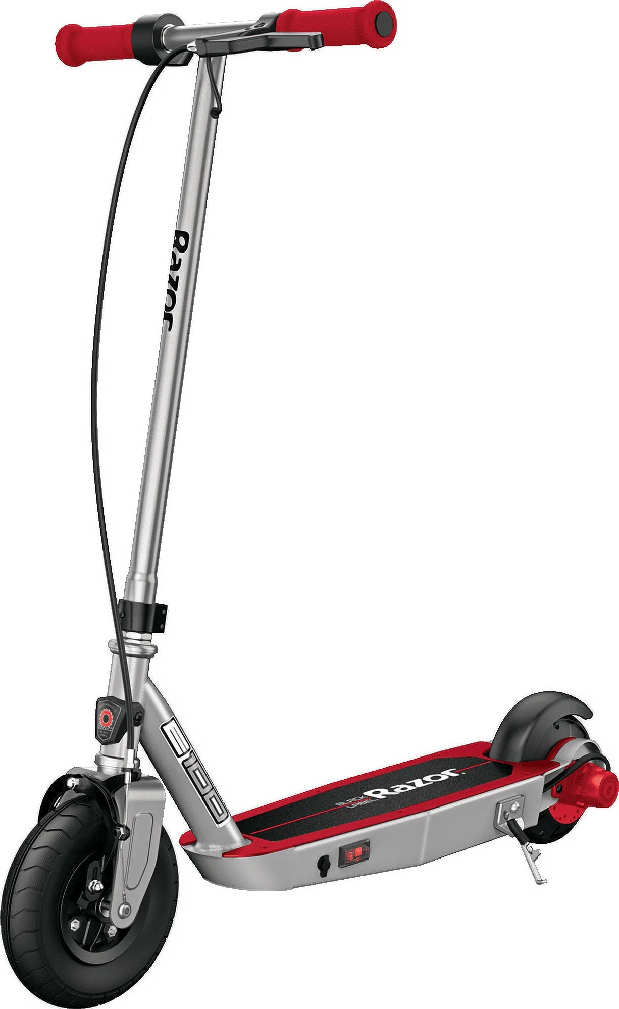Razor Black Label E100 Electric Scooter – Silver/Red, up to 10 mph, 8" Pneumatic Front Tire, fo... | Walmart (US)