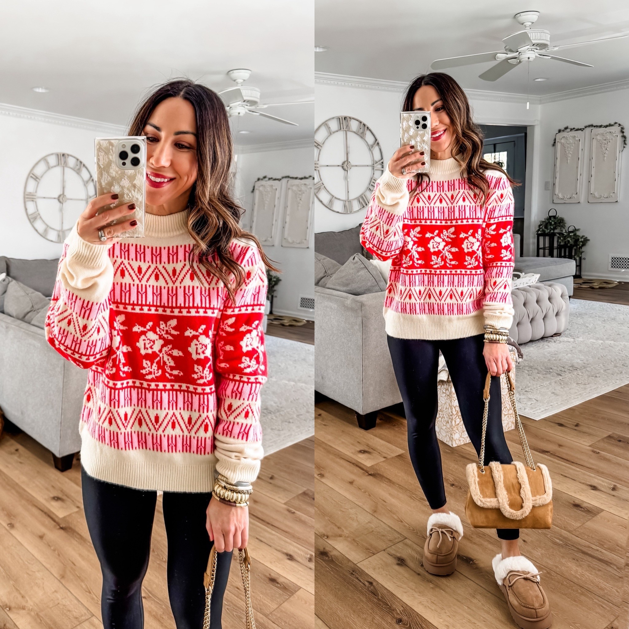 Jeans 25. Brighton jeans I cut. Sweaters small. Denim jacket small. Floral jacket XS. Leggings small. Shoes TTS. Jewelry code HOUSEOFLEO30. 
Fair isle sweaters 

#LTKFindsUnder100 #LTKHoliday #LTKOver40