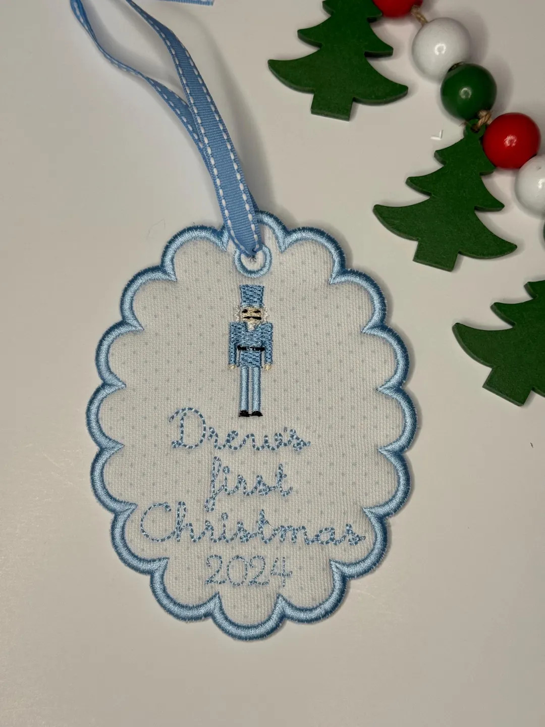 Custom Embroidery Christmas Ornament, 2024 Ornament, Scallop Ornament, Girl Christmas Ornament, B... | Etsy (US)