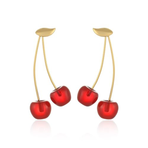 Madison Tyler Red Cherry Dangle Earrings for Women | Gold Plated 3D Cherry Fruit Earrings for Women | Sweet Fruit Earrings for Women Jewelry Gifts | Amazon (US)