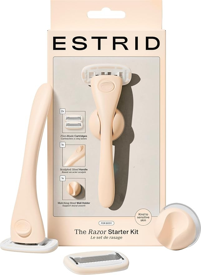 Estrid razor starter set, ladies razor set with 5 blades system, vegan moisture strips, 2 replace... | Amazon (UK)