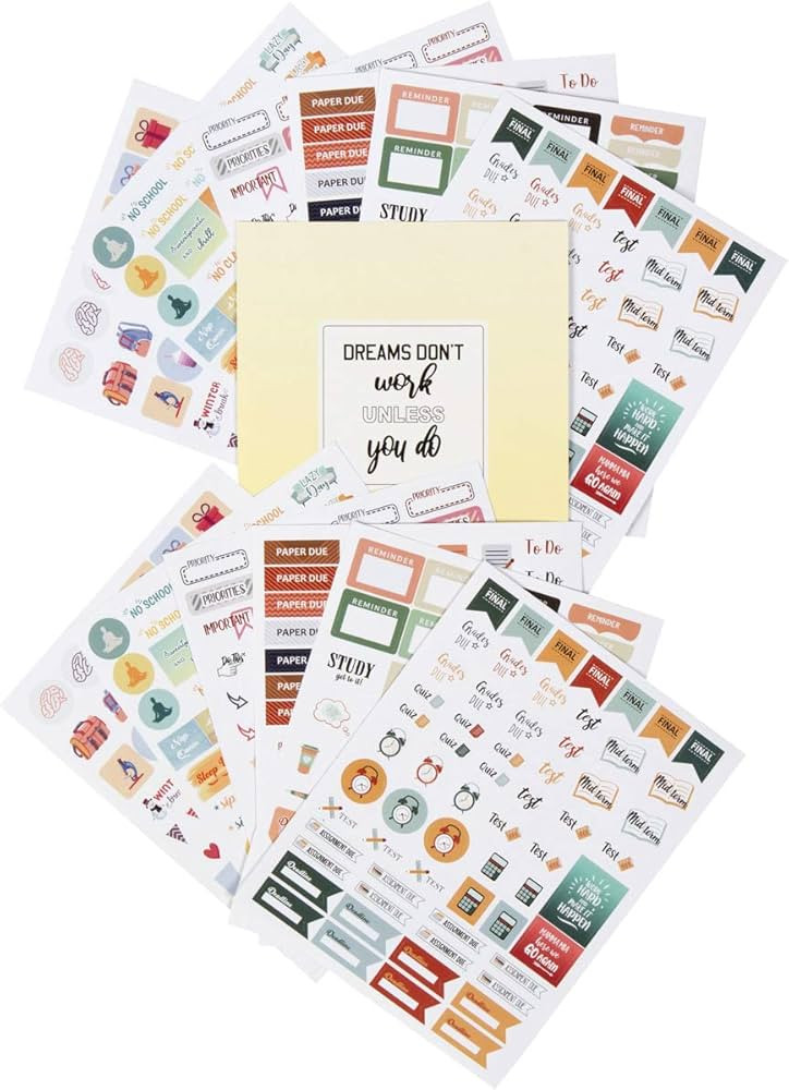 Student Planner Stickers –12 Sheets Of College Stickers And School Planner Stickers for Student... | Amazon (US)