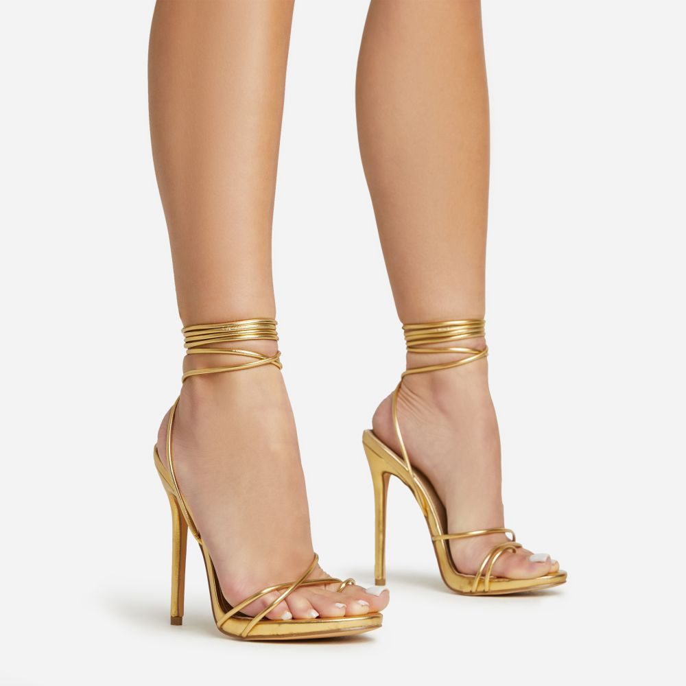 Gelato Lace Up Platform Heel In Gold Metallic Faux Leather | EGO Shoes (US & Canada)