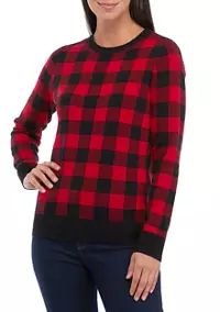 Kim Rogers® Women's Long Sleeve Crew Neck Jacquard Sweater | Belk