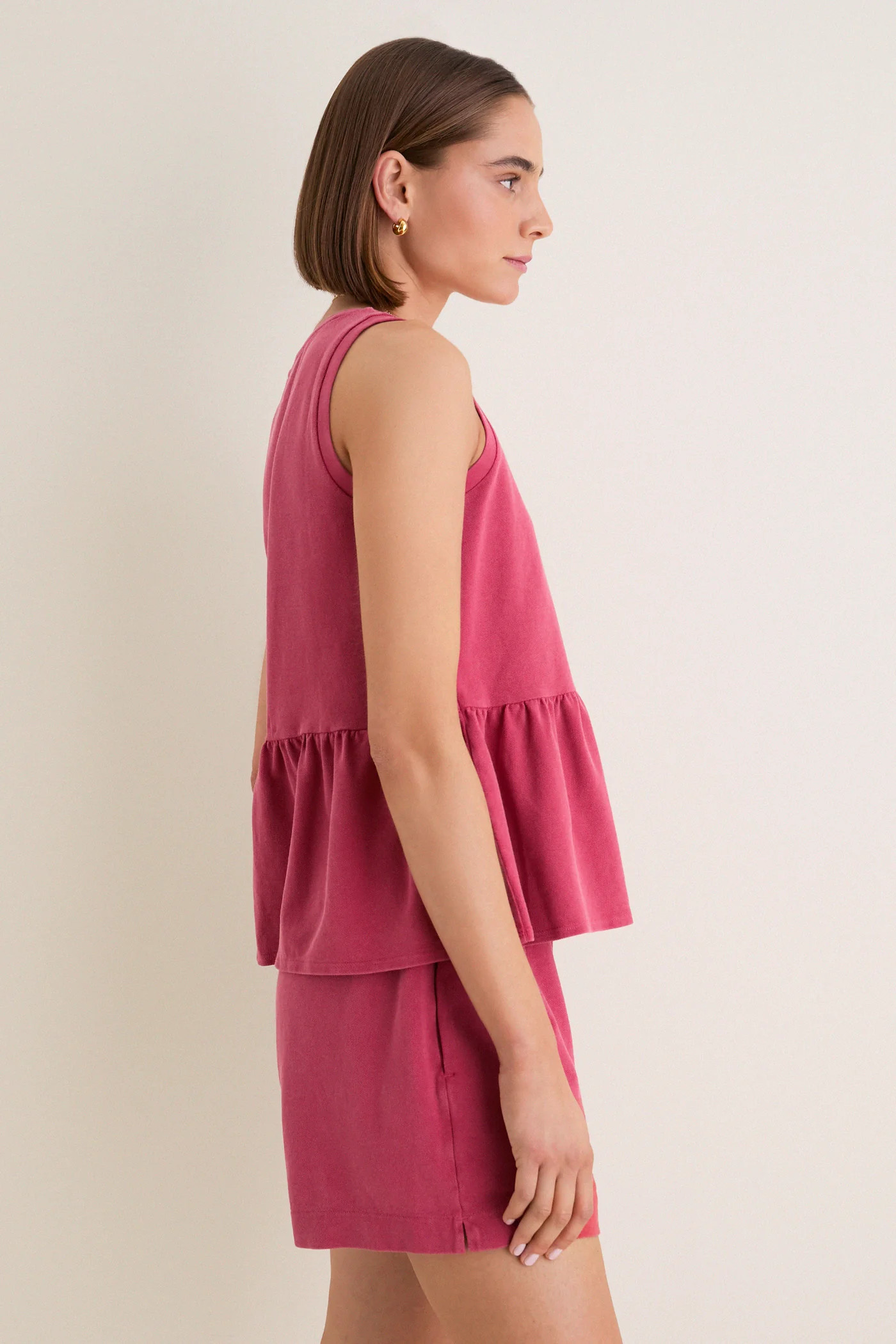 Red Pique Mercer Peplum Top | Tuckernuck (US)