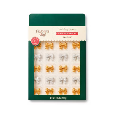 Holiday Gold and Silver Bows Icing Decorations - 24ct/2.57oz - Favorite Day™ | Target