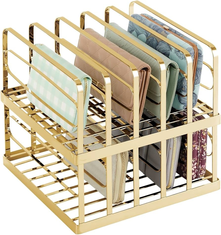 mDesign Metal Divided Stackable Purse Organizer for Closets, Bedrooms, Dressers, Shelves - Closet... | Amazon (US)