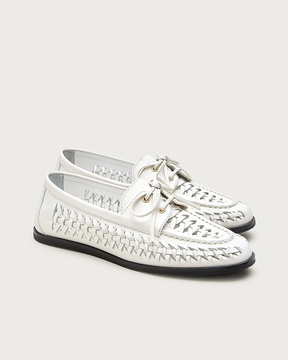 Woven leather boat shoes | J. Crew US