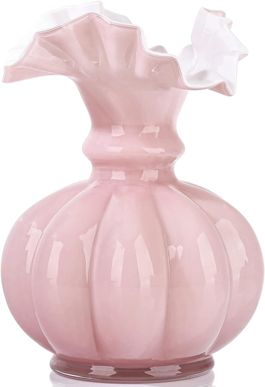 Hand Blown Glass Vase Decor,Pink Vase Hand Vase,Glass Flower Vase Round Collection Modern Art Des... | Amazon (US)