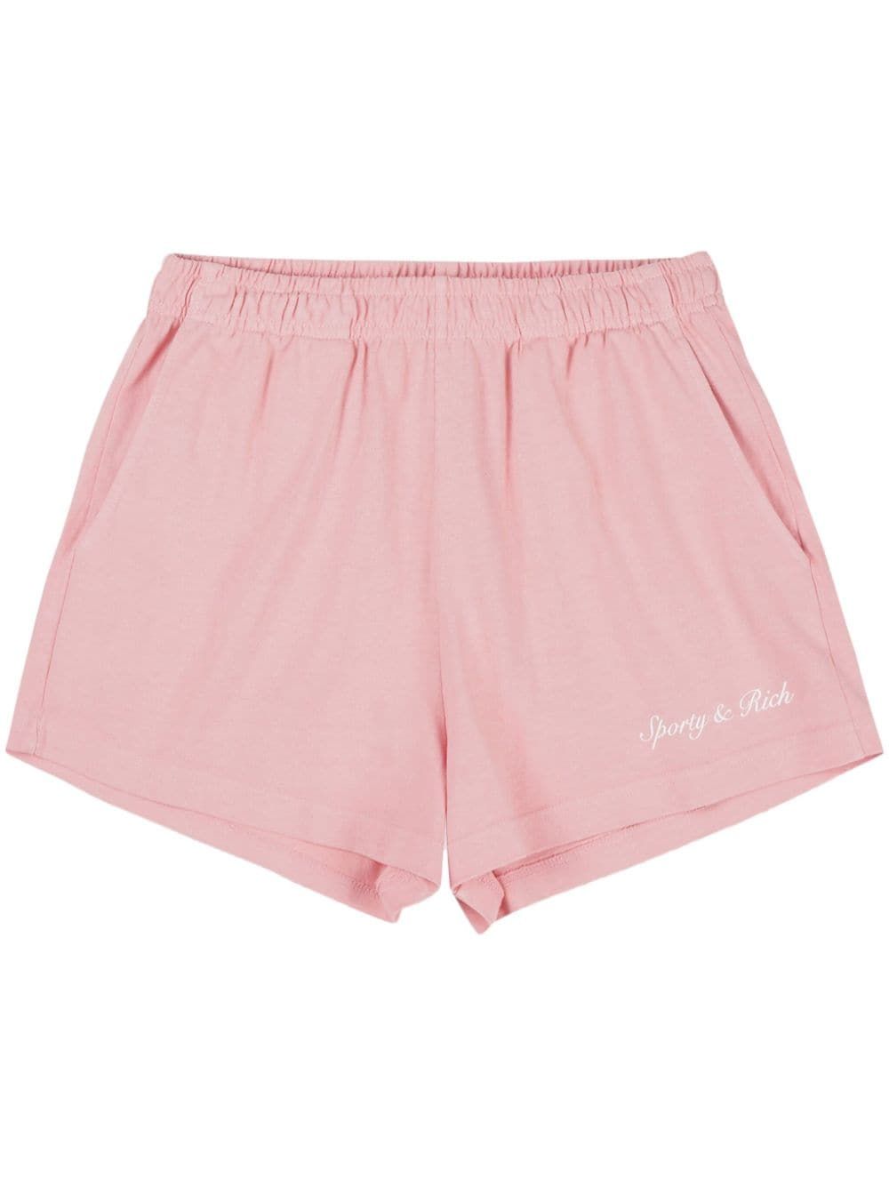 Sporty & Rich logo-print Cotton Track Shorts - Farfetch | Farfetch Global