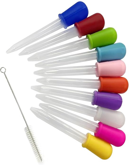 Colorful Eye Dropper, 10 PCs Silicone and Plastic Droppers with Bulb Tip, Sensory Bin Tools, Drop... | Amazon (US)
