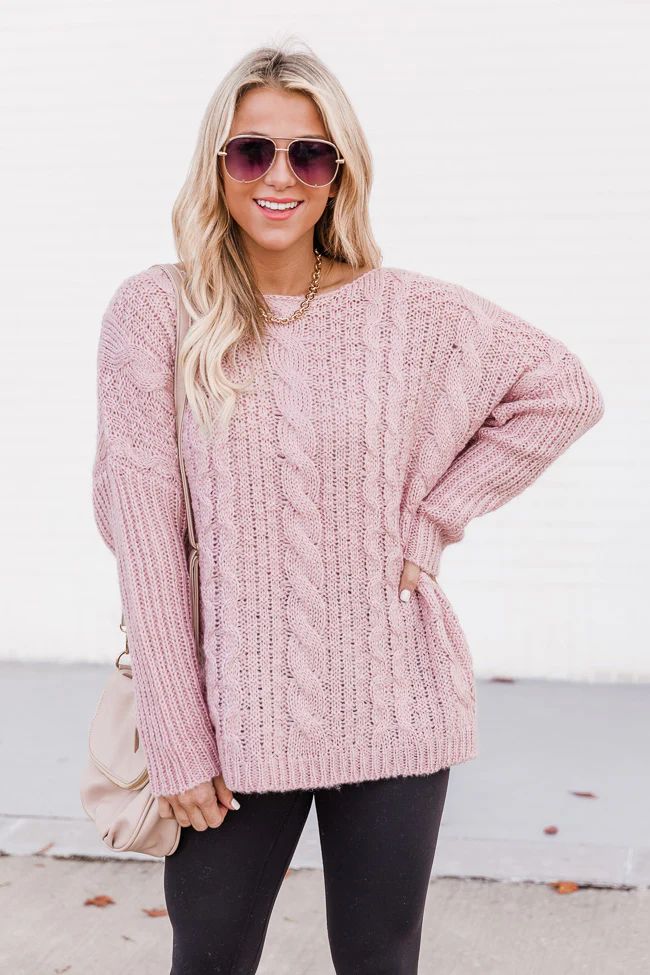 Alone With You Pink Cable Knit Sweater DOORBUSTER | The Pink Lily Boutique