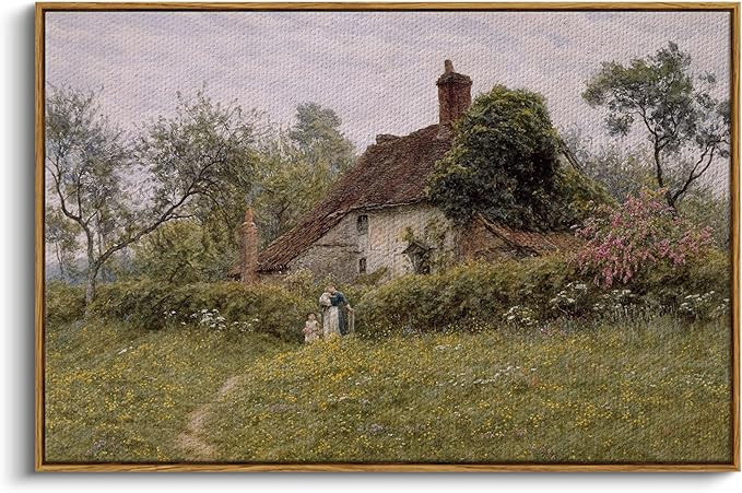 InSimSea Vintage Landscape Framed Wall Art Prints, 24x36in Old Cottages Countryside Large Canvas ... | Amazon (US)