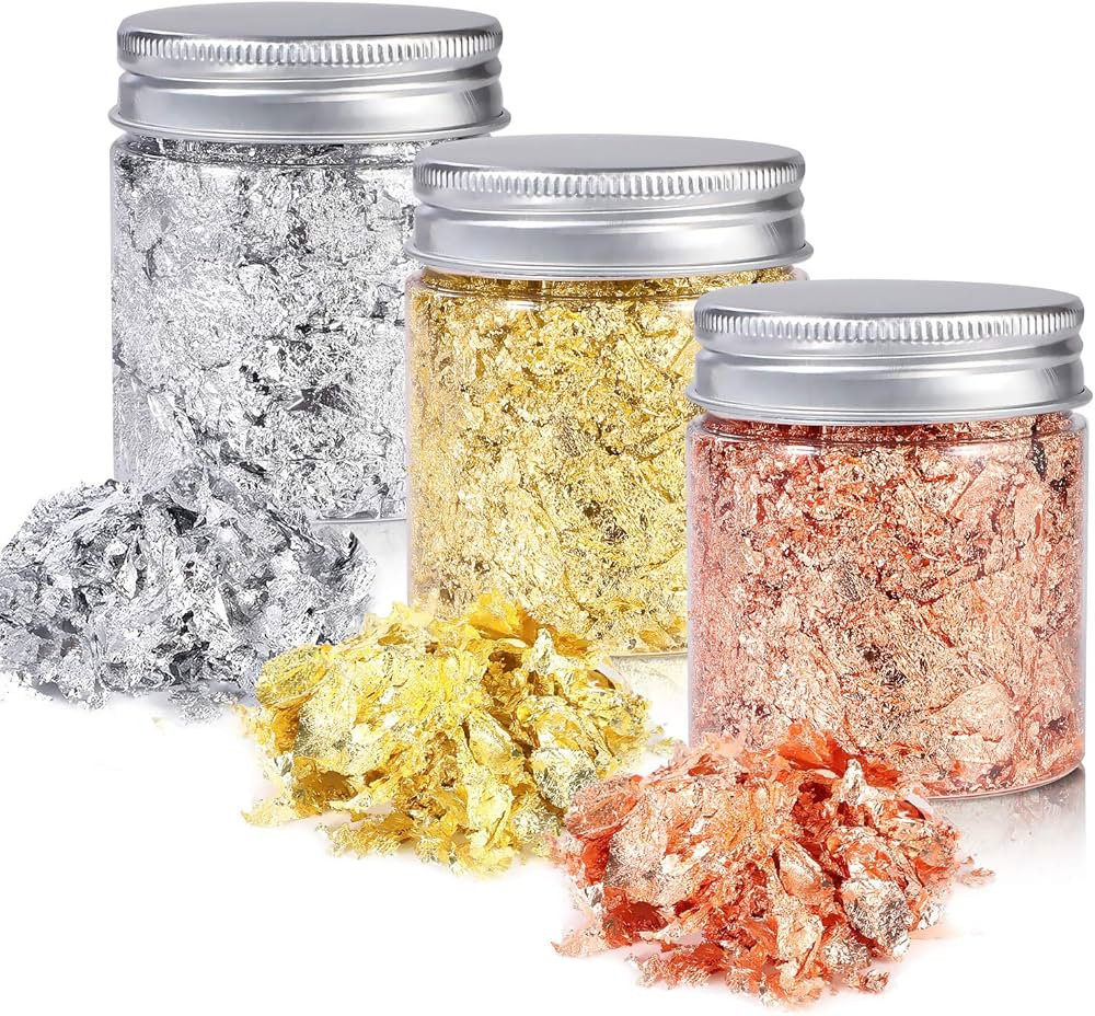 YULIKTOR Gold Foil Flakes for Resin,3 Bottles Metallic Foil Flakes 15 Gram,Imitation Gold Foil Fl... | Amazon (US)