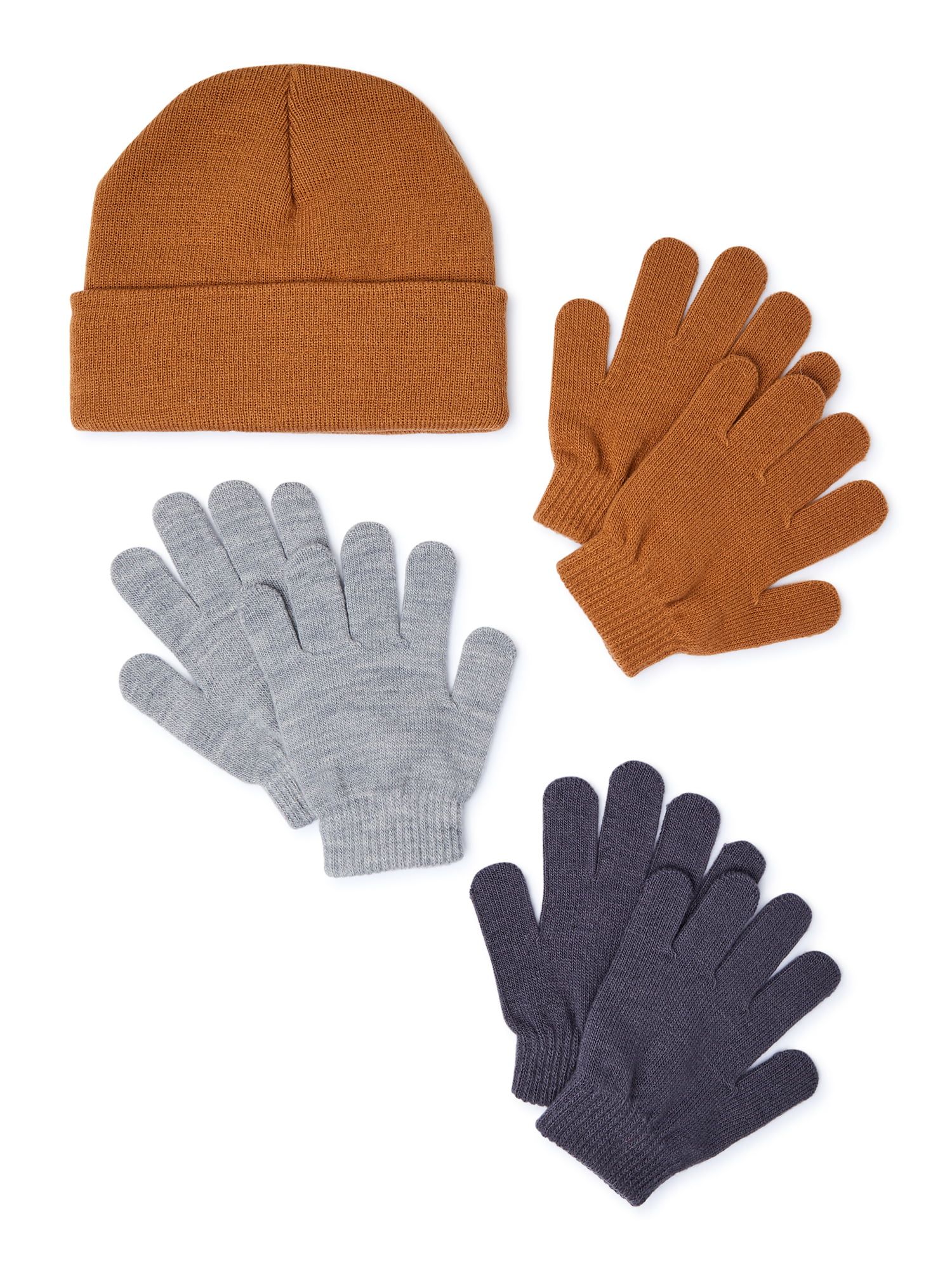 Wonder Nation Boys Hat and Gloves Set, 4 Piece, One Size - Walmart.com | Walmart (US)