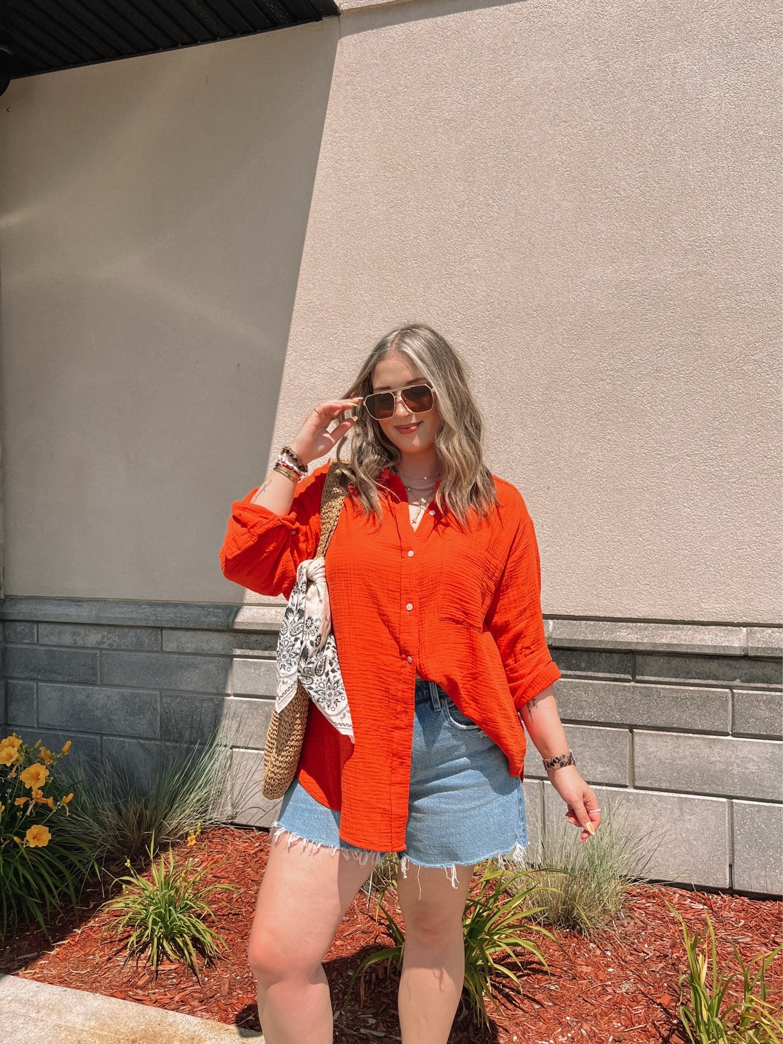 Casual colorful summer outfit! Wearing L in the bright button up shirt. Wearing 32 in the denim shorts (I recommend sizing up!) I’m a 9.5-10 shoe and wear a 10 in the crocs toe loop sandals. Canadian sandals link under “similar products”

#LTKsummer #LTKsale #LTKmidsize