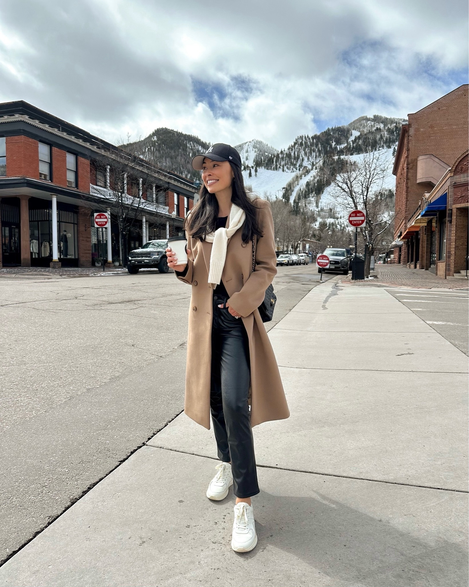 Aspen outfit, winter outfit, leather pants, sneakers, Joseph double breasted coat - similar below.  

#LTKootd #LTKSeasonal #LTKTravel